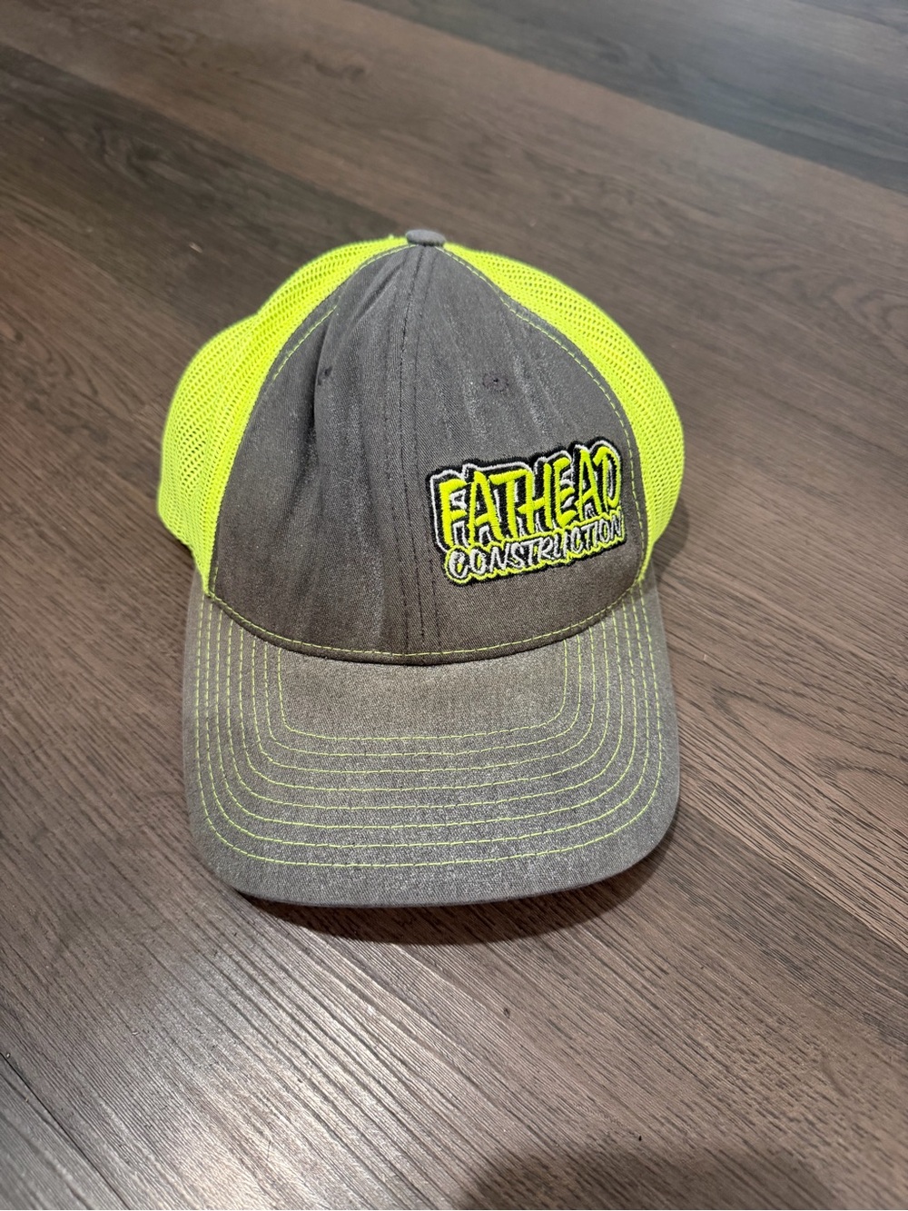 High-Vis Yellow & Gray Mesh Cap Fathead Construction